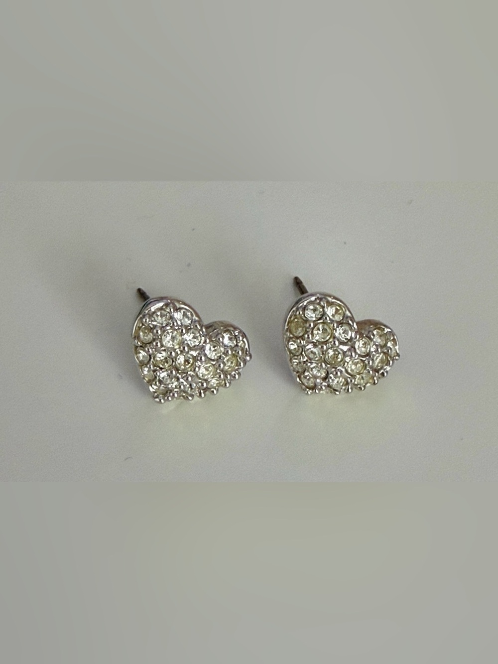 Swarovski Crystal Heart Stud Earrings - Silver